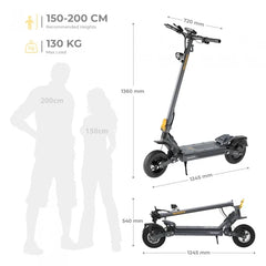 Ausom Gosoul 2 Hulajnoga elektryczna, silnik 1100 W, akumulator 13 Ah 48 V, prędkość 20 km/h, zasięg 70 km - Ciemnoszary